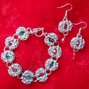 Handmade Chainmaille Bracelet and earrings set